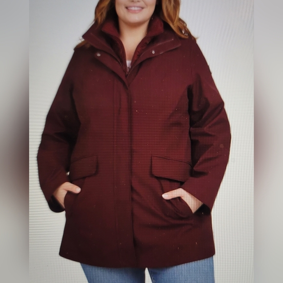 NWT LANDS END 3 in 1 coat/vest burgundy womens small - Picture 5 of 15